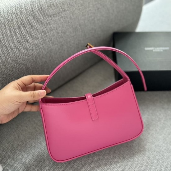 SAINT LAURENT Le 5 à 7 Leather Bag in Bubblegum Pink