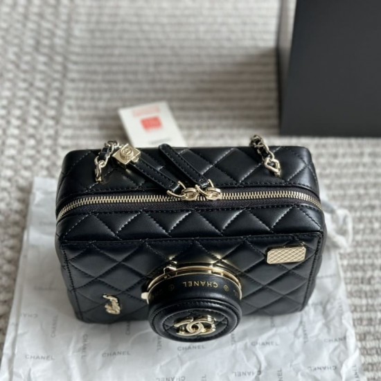 CHANEL CAMERA BAG Lambskin Black