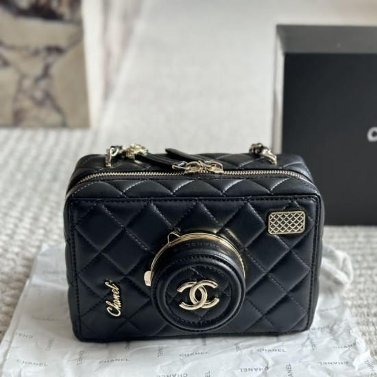 CHANEL CAMERA BAG Lambskin Black