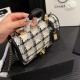 CHANEL Tweed Calfskin School Memory Mini Top Handle Flap Ecru Grey Beige Black