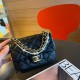 Chanel Mini Square Pearl Crush Flap Bag Black Lambskin Brushed Gold Hardware