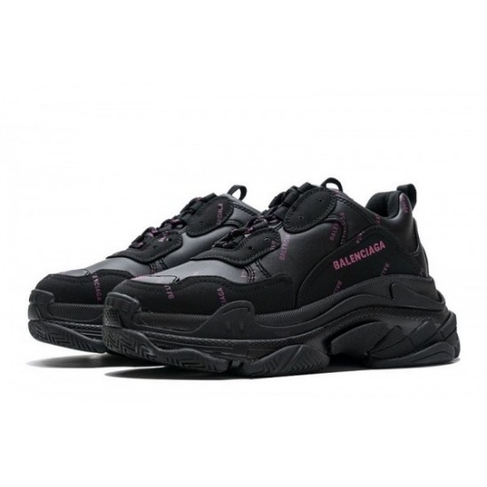 Balenciaga Triple S Allover Logo "Letter Black Pink"