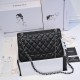 CHANEL Large Classic Handbag Grained Calfskin & Silver Metal