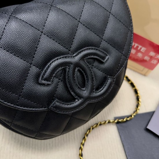 CHANEL Caviar Quilted Mini Messenger Flap Black