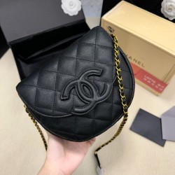 CHANEL Caviar Quilted Mini Messenger Flap Black