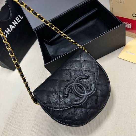 CHANEL Caviar Quilted Mini Messenger Flap Black