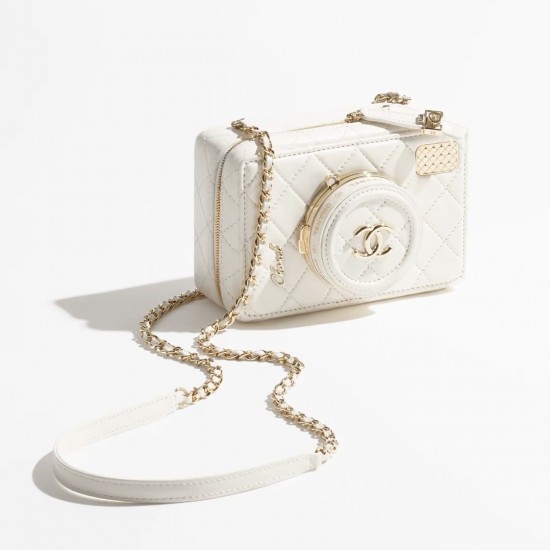 CHANEL CAMERA BAG Lambskin White