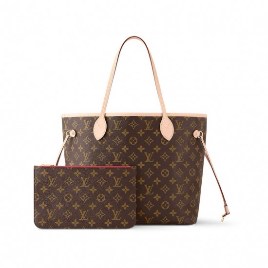 LV Neverfull Monogram MM Tote Cerise Red M41177 