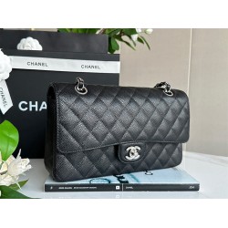 CHANEL Medium Classic Handbag Grained Calfskin & Silver Metal