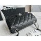 CHANEL Small Classic Flap Handbag Grained Calfskin & Silver Metal