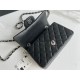 CHANEL Small Classic Flap Handbag Grained Calfskin & Silver Metal