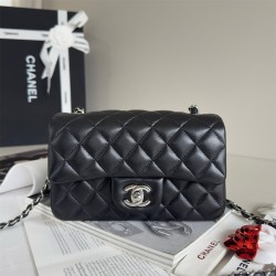 CHANEL Small Classic Handbag Lambskin & Silver Metal