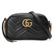 Gucci Black Matelasse Leather GG Marmont Small Shoulder Bag 