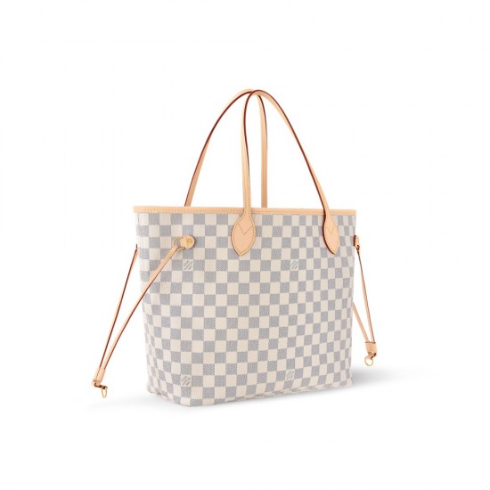 LV Neverfull Damier Azur MM Rose Ballerine Pink N41605