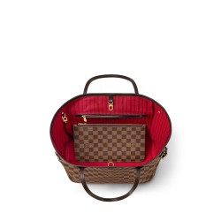 LV Neverfull Damier Ebene MM Tote Cerise Red N41358