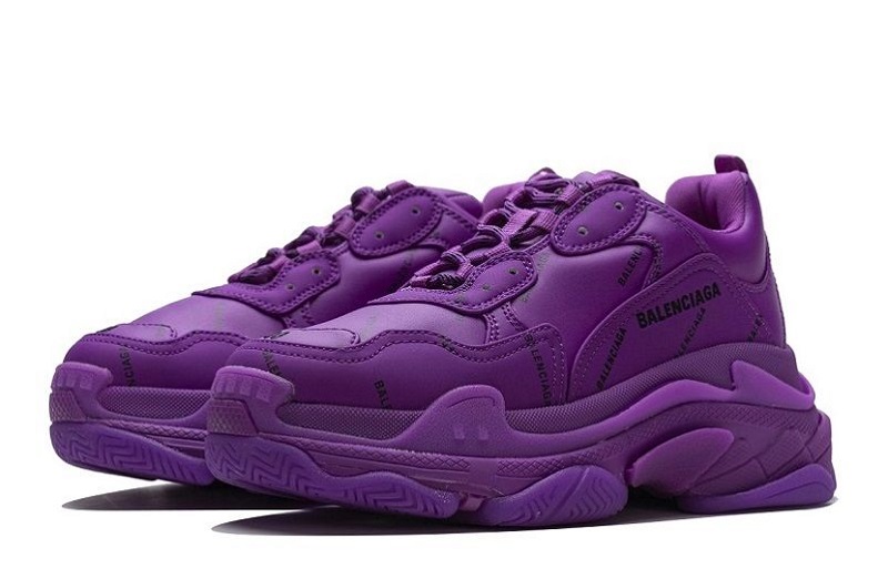 Balenciaga Triple S Allover Logo Letter Plum Red Reps (2)