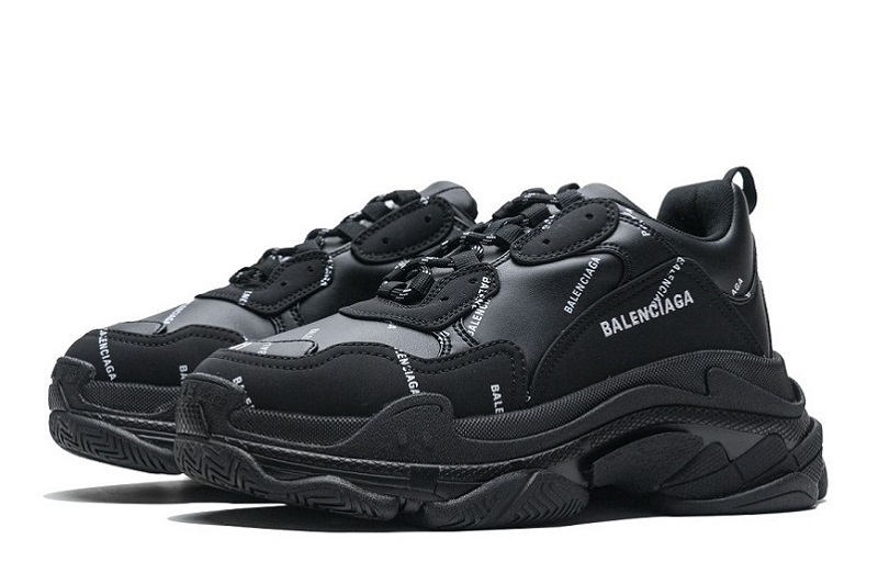 Balenciaga Triple S Allover Logo Black Reps (3)