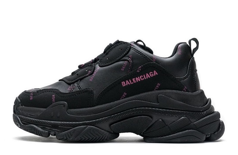 Balenciaga Triple S Allover Logo Letter Black Pink Reps (1)