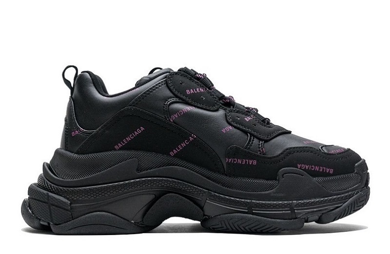 Balenciaga Triple S Allover Logo Letter Black Pink Reps (2)