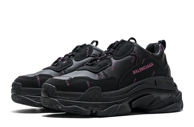 Balenciaga Triple S Allover Logo Letter Black Pink Reps (3)