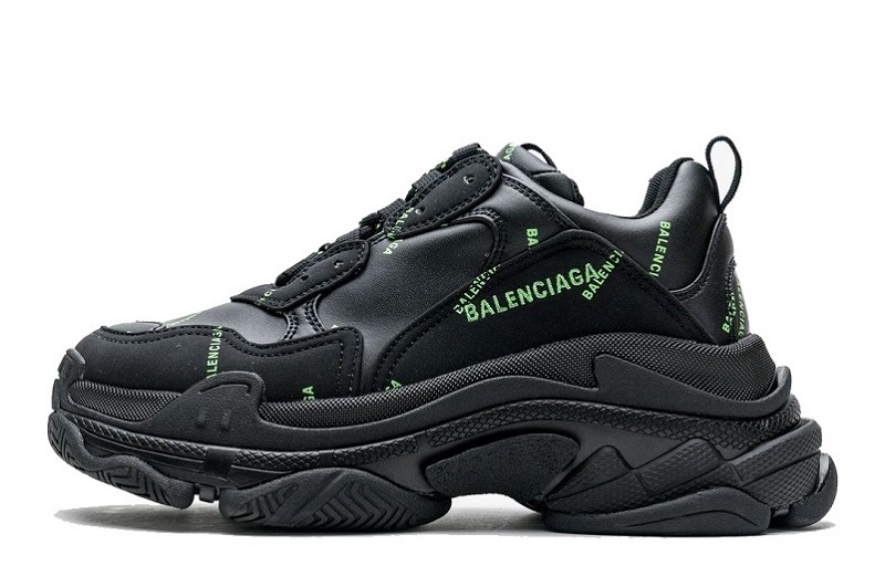 Balenciaga Triple S Allover Logo Black Green Reps (1)