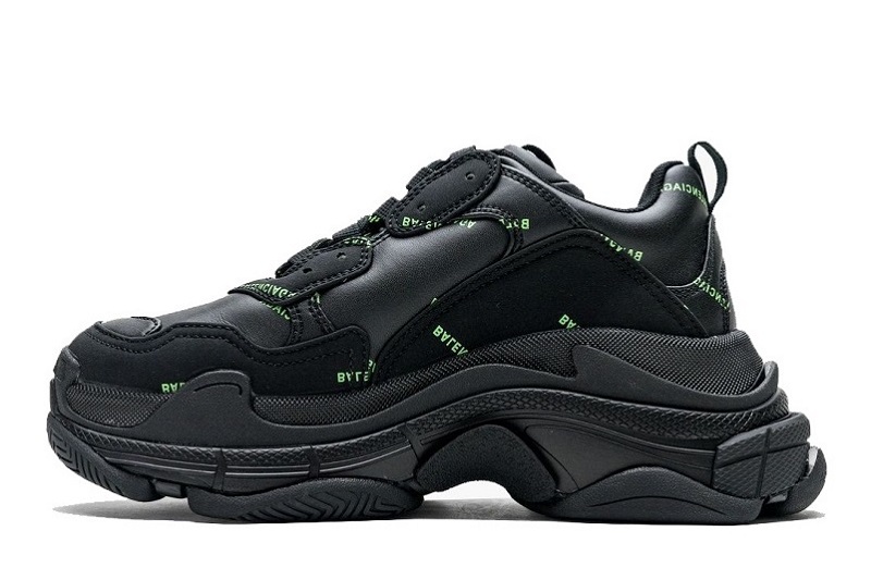 Balenciaga Triple S Allover Logo Black Green Reps (2)