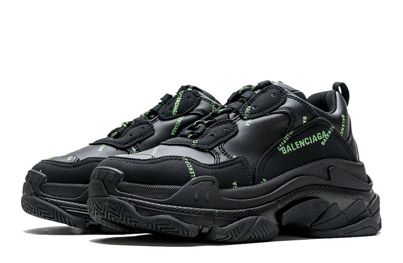 Balenciaga Triple S Allover Logo Black Green Reps (3)