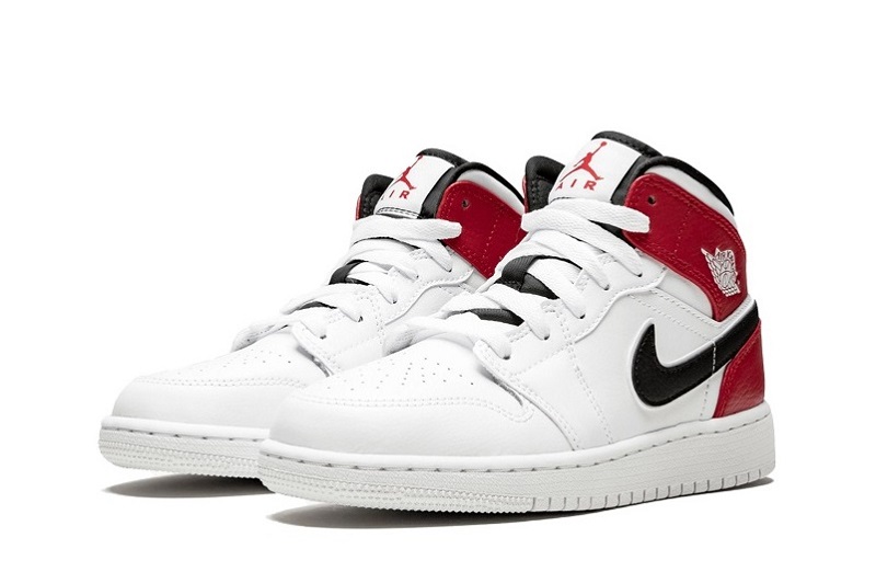 Air Jordan 1 White Black Gym Red Reps Mid Shoes (2)