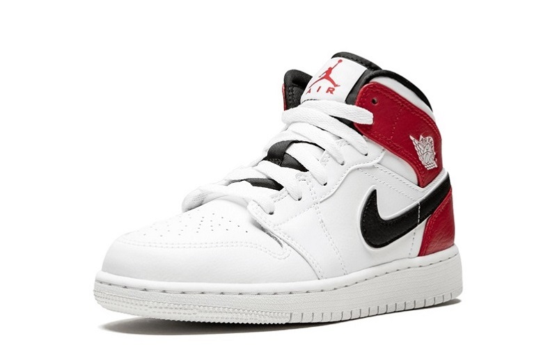 Air Jordan 1 White Black Gym Red Reps Mid Shoes (4)