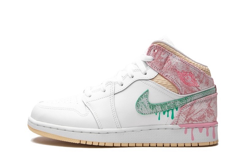 Air Jordan 1 Paint Drip Reps Mid GS Shoes (1)